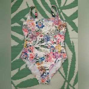 Johnny Was eyelet one-piece swimsuit